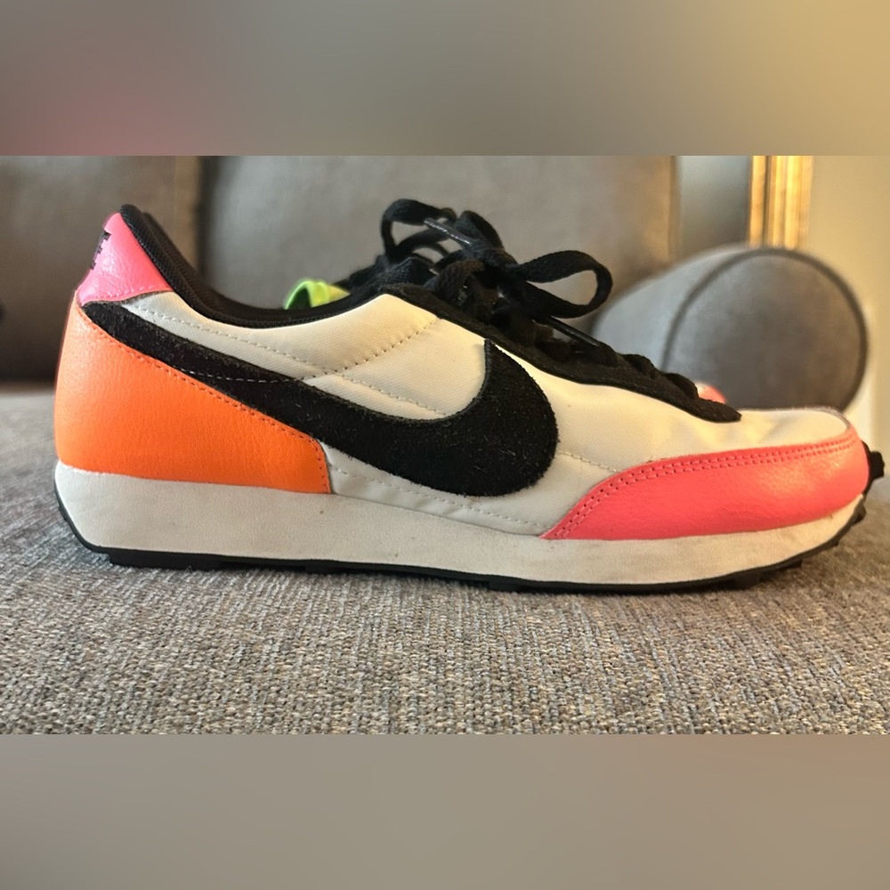 Nike Black and White Shoes with Neon Pink Trim